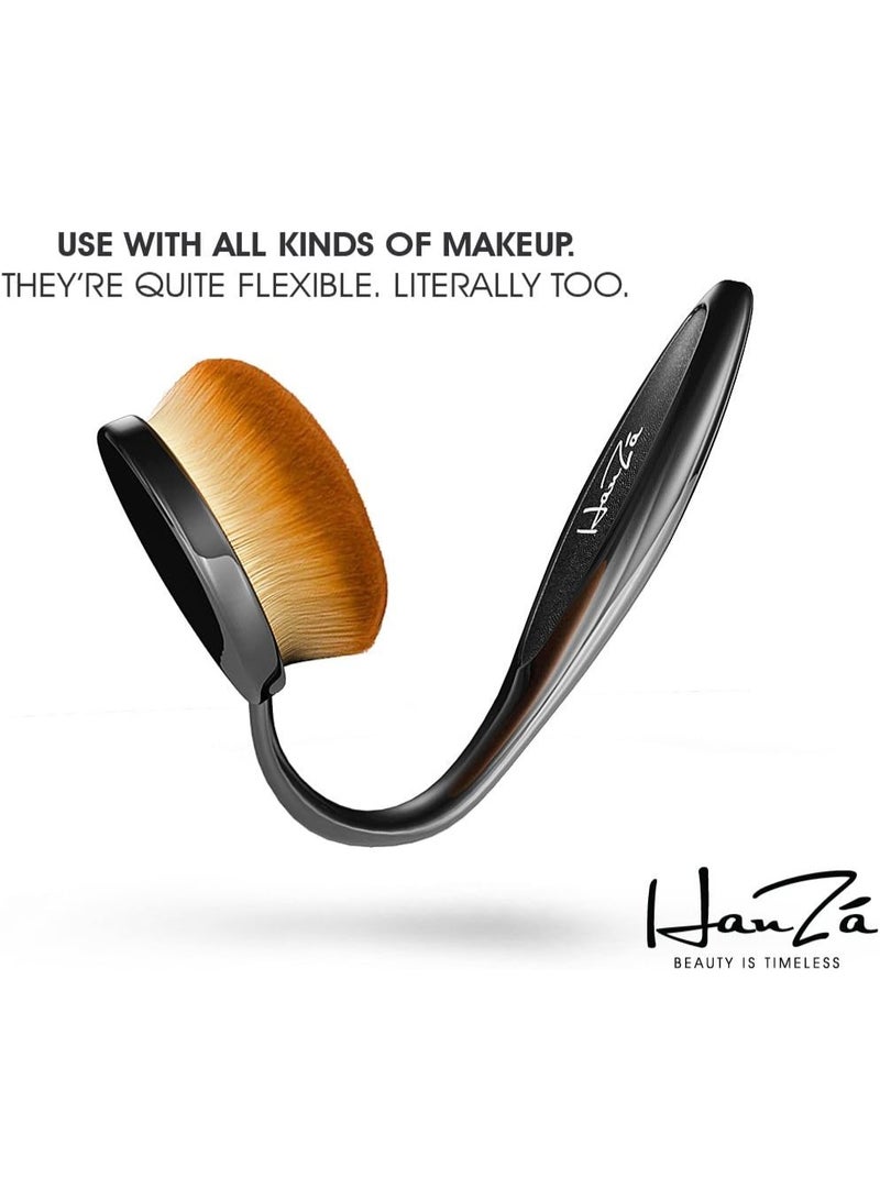HANZA Makeup Brushes - 10 PIECE Professional Oval Makeup Brush Sets For Powder, Blush, Foundation, Concealer, Eyeliner, Eye Shadow, Etc. Easily Blends and Contours Cosmetics - Image 5